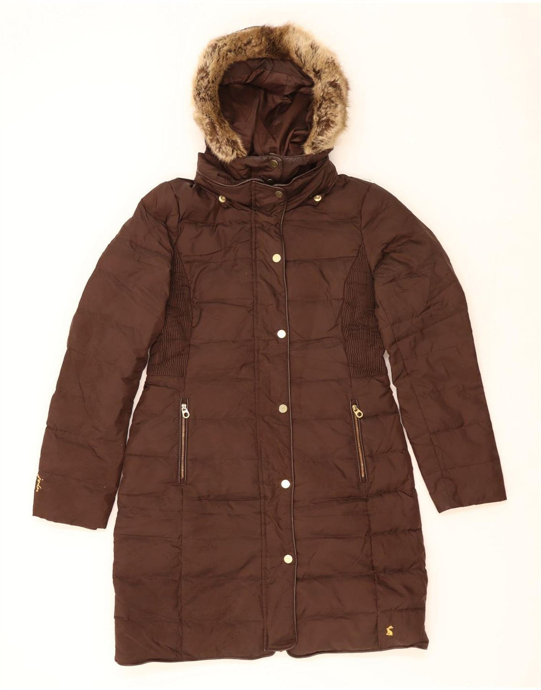 JOULES Wattierter Damenmantel mit Kapuze, UK 10, Größe S, Braun, Polyester