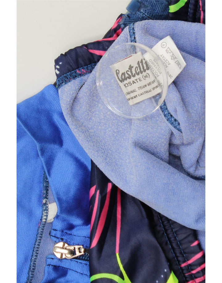 Castelli Herren-Trainingsanzug-Oberteil, große Jacke aus marineblauem, geblümtem Nylon