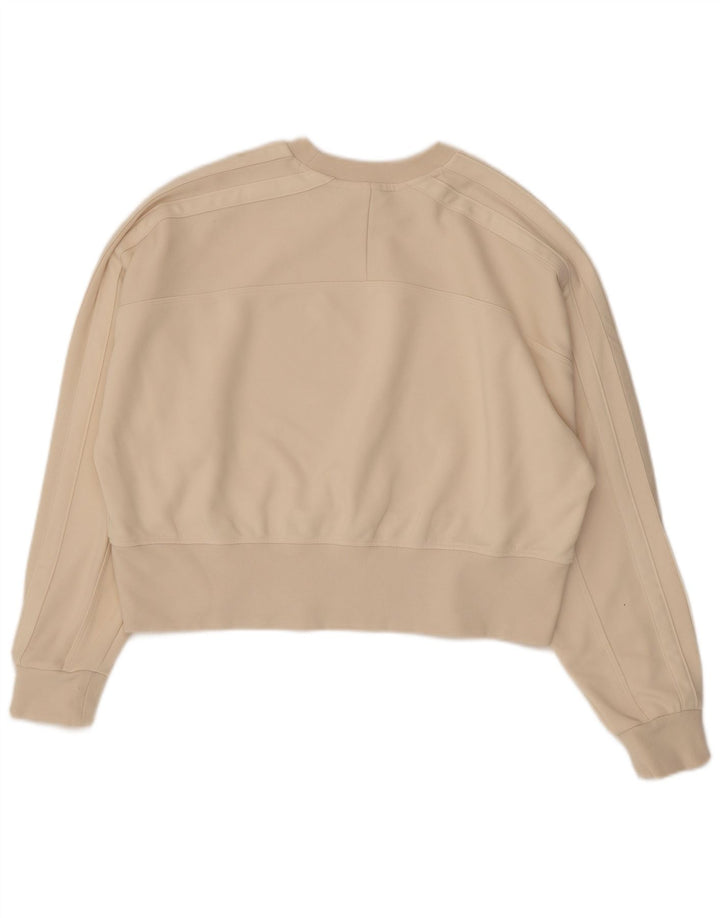 Adidas Damen Crop Sweatshirt Pullover UK 12 Mittelbeige Baumwolle