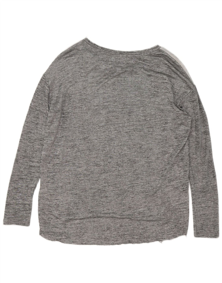 ZARA Womens Oversized Graphic Top Long Sleeve UK 10 Small Grey Colourblock