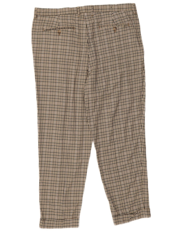 Zara Herren Pegged Chino Hose EU 46 XL W36 L27 Braune Hahnentritt-Viskose
