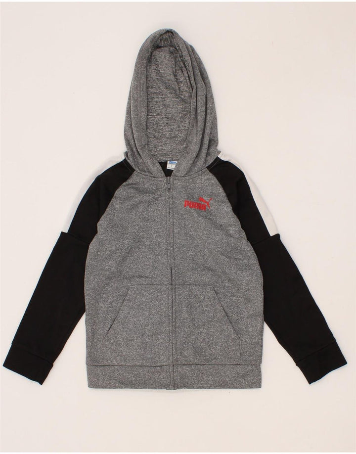 PUMA Boys Zip Hoodie Sweater 5-6 Years Grey Colourblock Polyester Vintage Puma and Second-Hand Puma from Messina Hembry 
