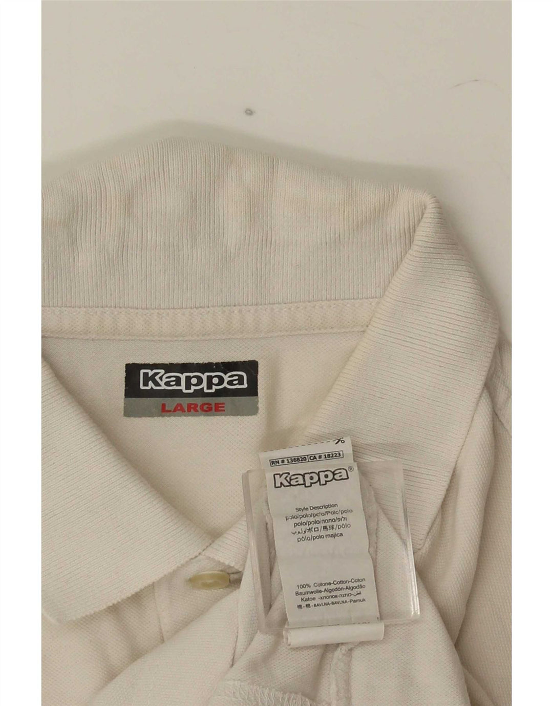 Kappa Herren-Poloshirt mit Grafik, groß, aus weißer Baumwolle