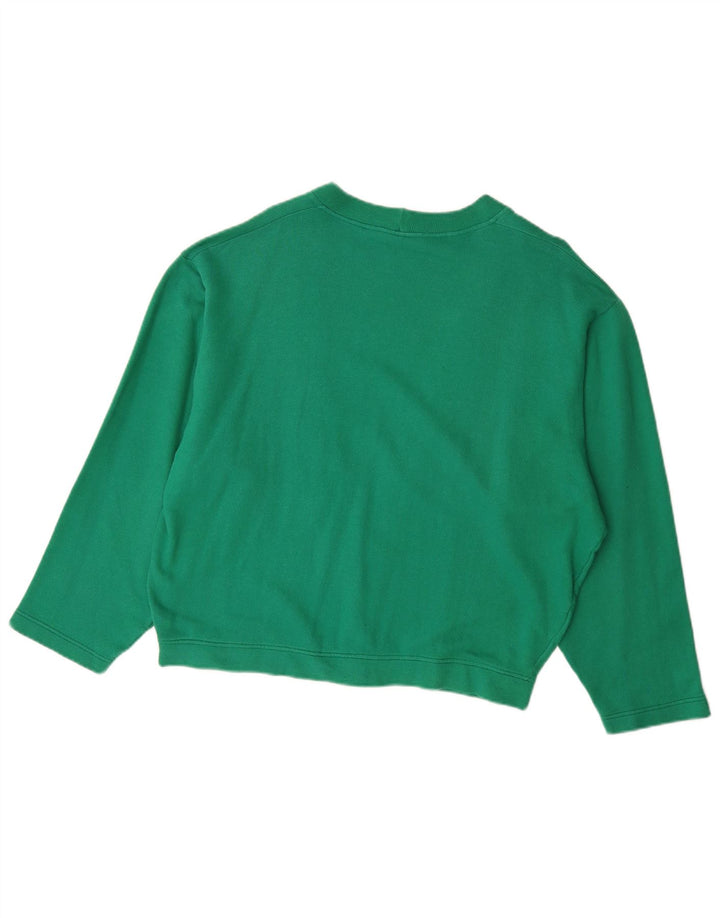 BENETTON Womens Oversized Graphic Cardigan Sweater UK 10 Small Green