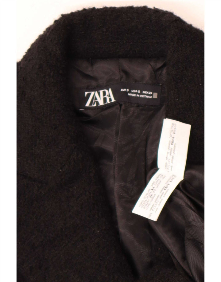 Zara Damen Longline Zweireiher Blazer Jacke UK 10 Small Schwarz