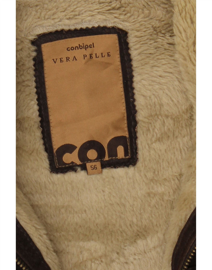 Conbipel Herren Sherpa Lederjacke IT 56 2XL Braunes Leder