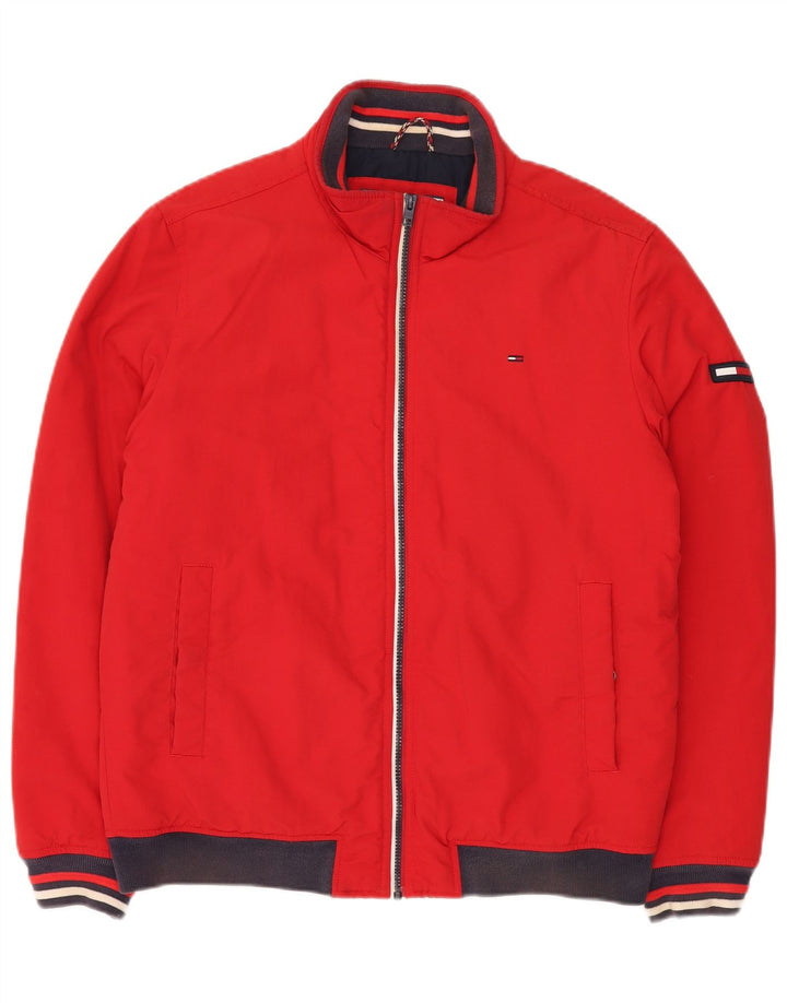 TOMMY HILFIGER Herren Bomberjacke UK 40 Großes rotes Polyamid