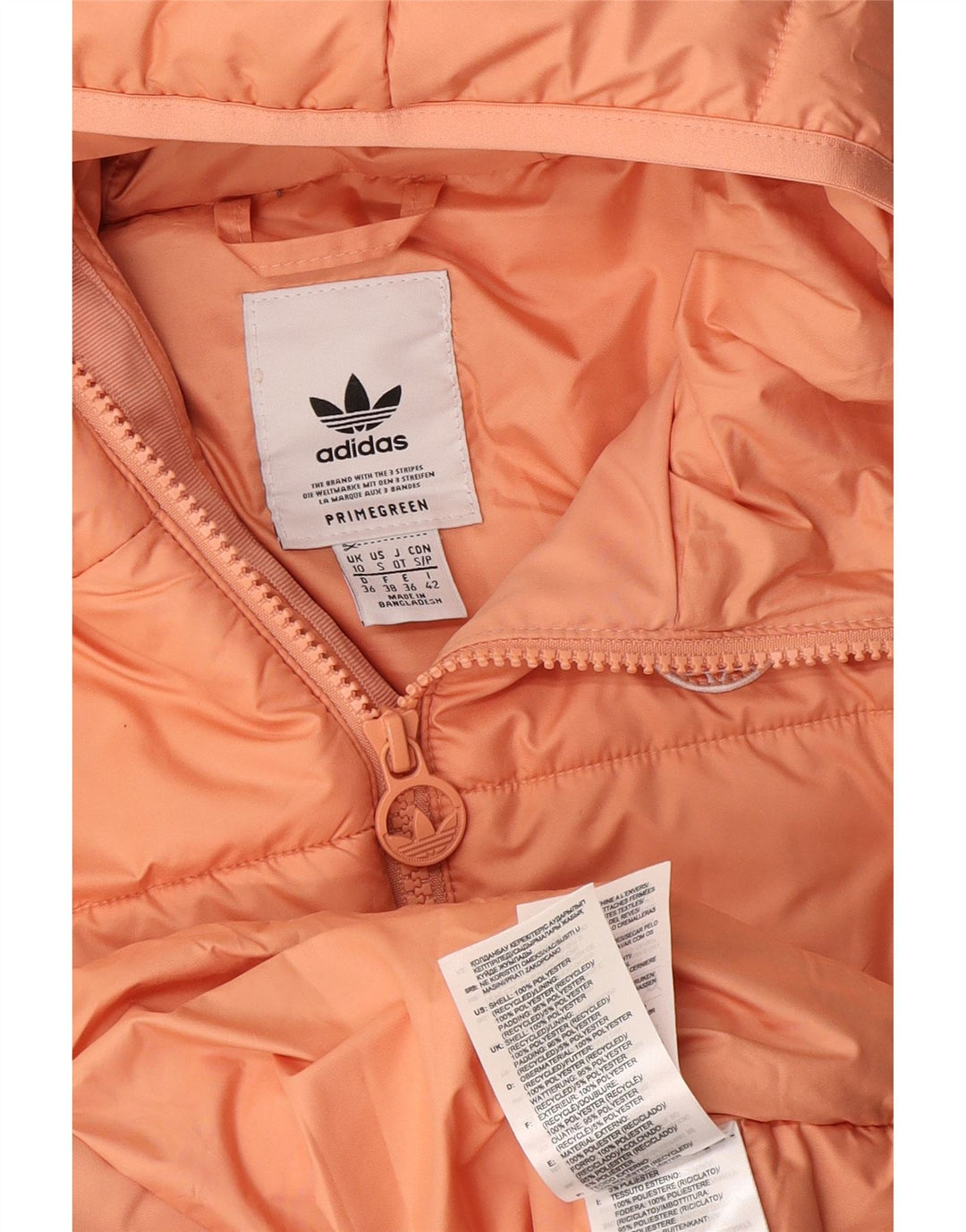 Adidas Damen Primegreen Hooded Wattierte Jacke UK 10 Small Orange Polyester