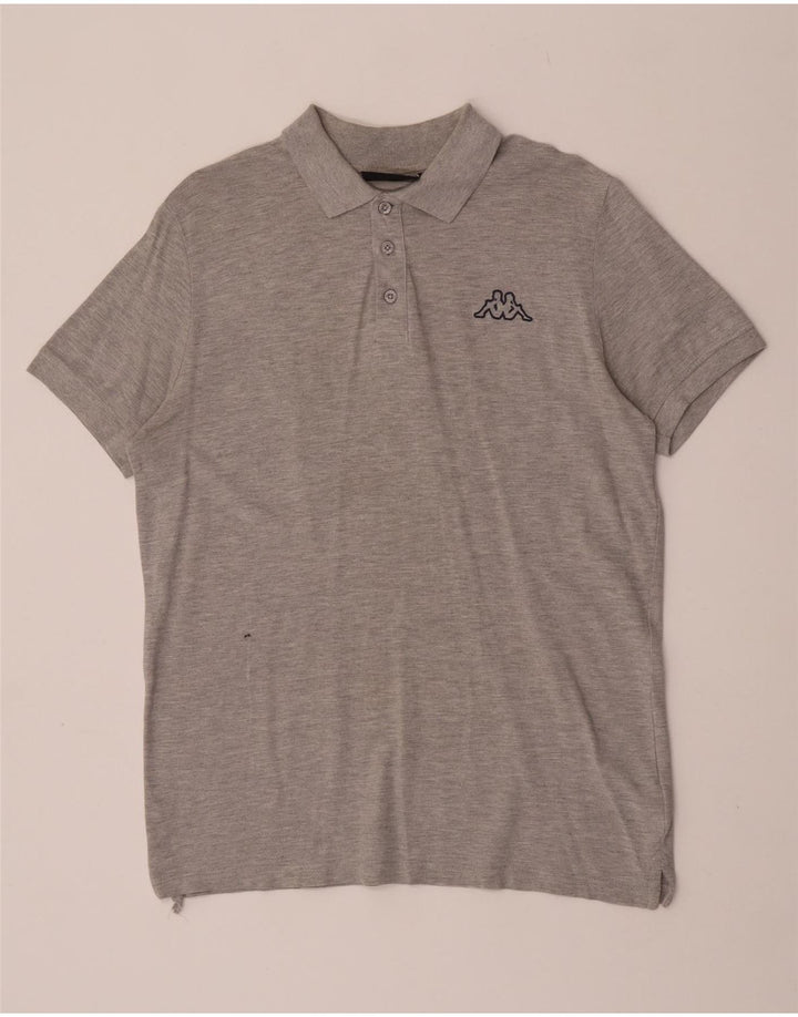 Kappa Herren-Poloshirt aus mittelgrau gefleckter Baumwolle
