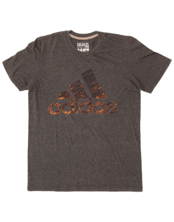 Adidas Herren Climalite Graphic T-Shirt Top Mittelgrau geflecktes Polyester