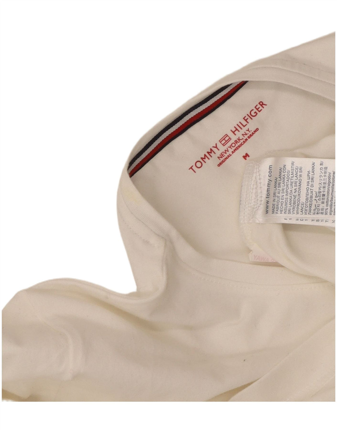 TOMMY HILFIGER Damen T-Shirt Top UK 14 Mittelweiße Baumwolle