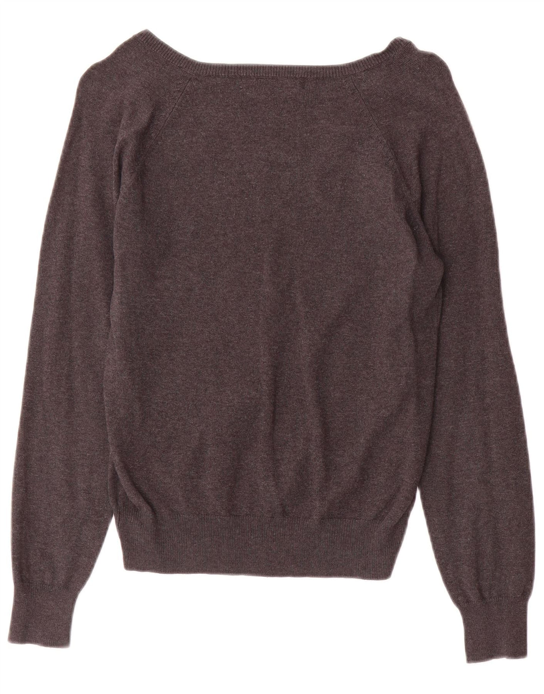 Zara Damen-Pullover mit V-Ausschnitt, UK 12, mittelgraue Baumwolle