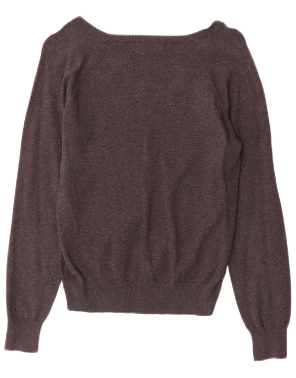 Zara Damen-Pullover mit V-Ausschnitt, UK 12, mittelgraue Baumwolle