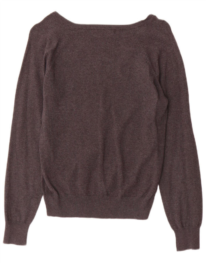Zara Damen-Pullover mit V-Ausschnitt, UK 12, mittelgraue Baumwolle