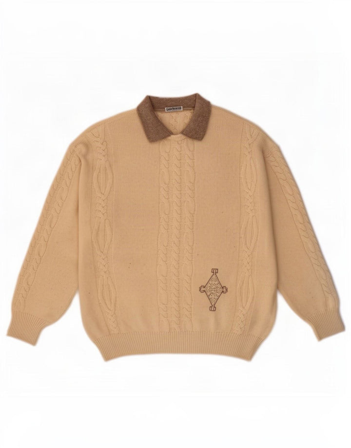 Cacharel Herren-Pullover mit Rollkragen, IT 52, große beige Wolle