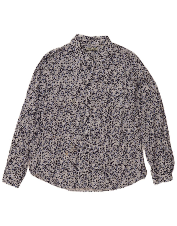 Orvis Damenhemd UK 14, groß, blau, geblümt, Baumwolle