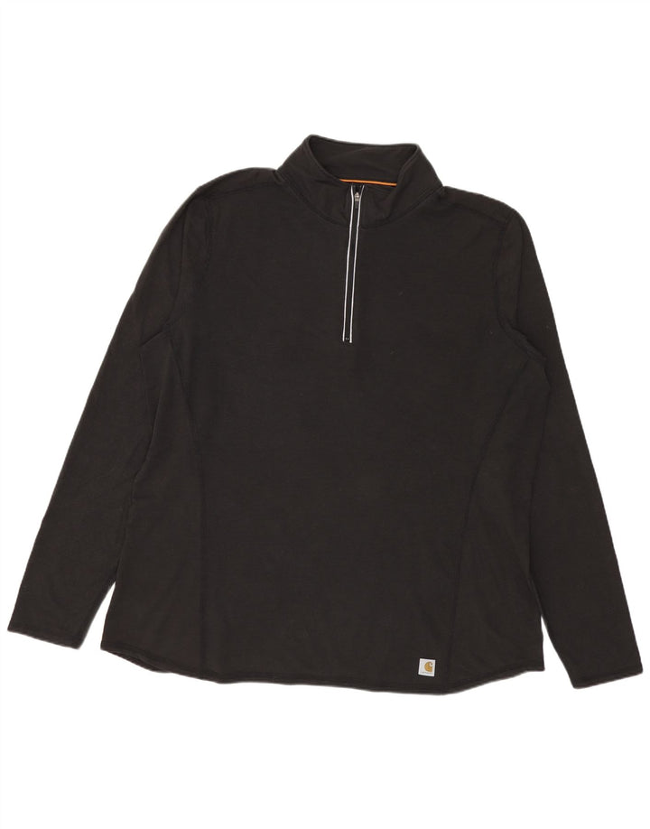 Carhartt Womens Zip Neck Top Langarm US 16/18 XL Schwarz Polyester