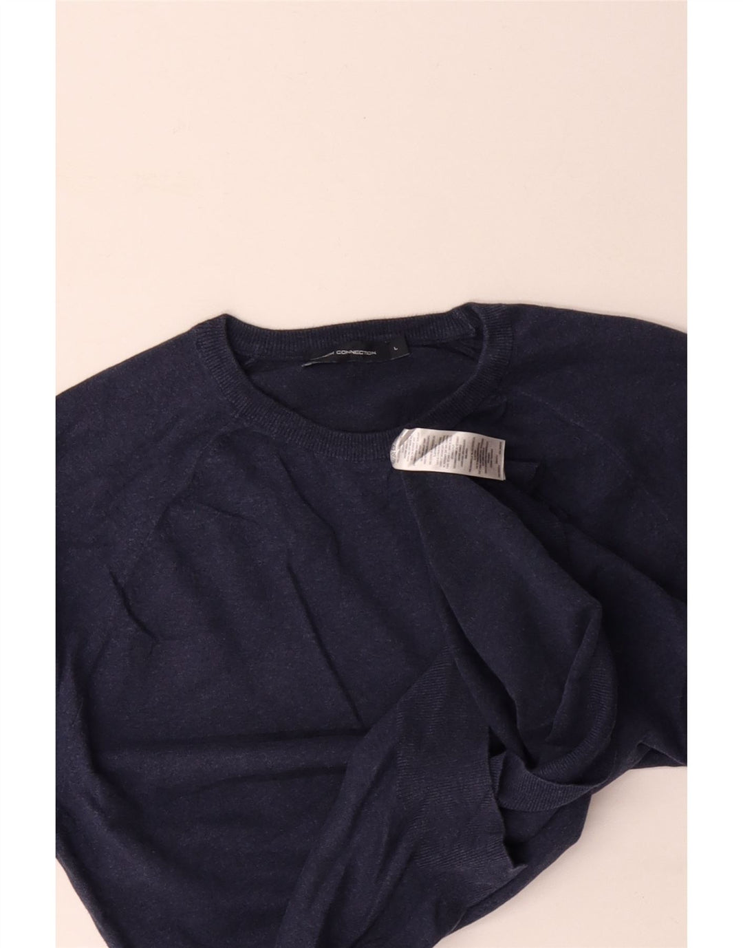 FRENCH CONNECTION Herren-Pullover mit Rundhalsausschnitt, groß, marineblaue Baumwolle
