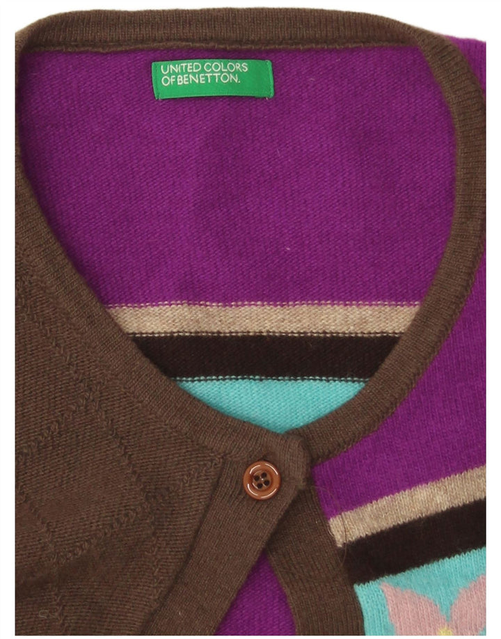 Benetton Damen-Strickjacke mit 3/4-Ärmeln, Gr. 12, mittelmehrfarbig