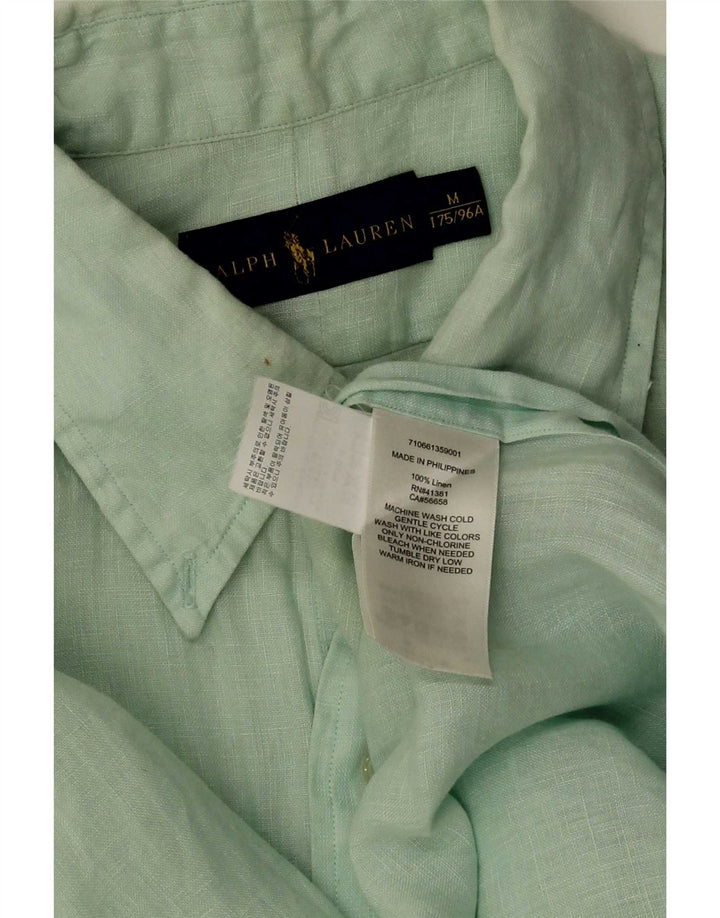 Ralph Lauren Herren Kurzarmhemd Mittelgrünes Leinen