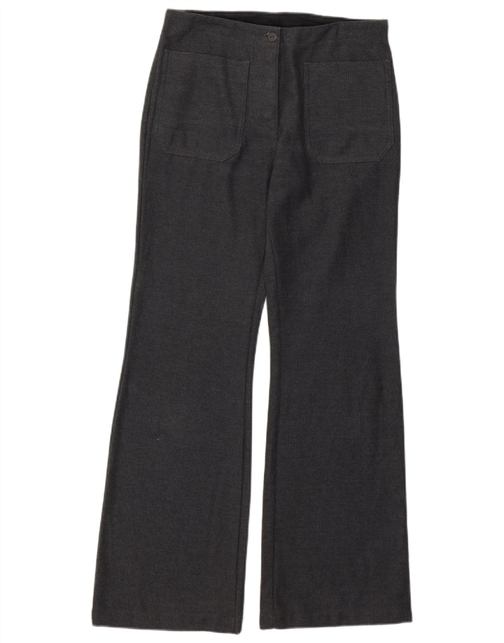 BENETTON Damen Bootcut Freizeithose IT 42 Medium W28 L29 Grau Baumwolle