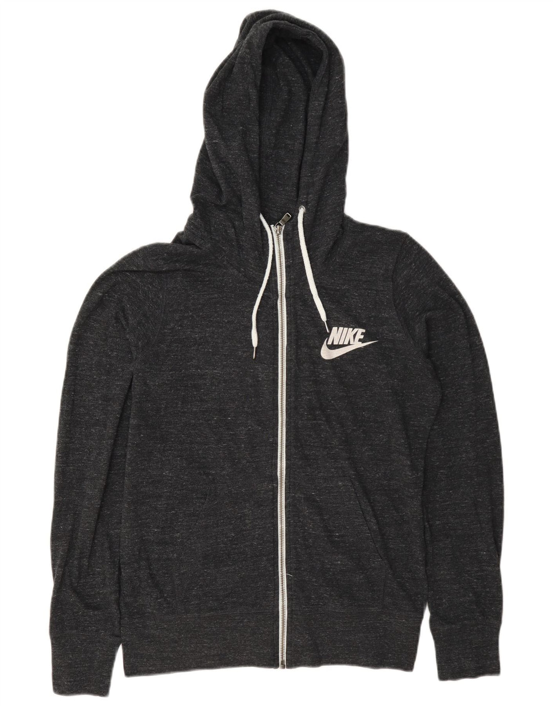 Nike Damen Zip Hoodie Pullover UK 14 Mittelgrau meliert