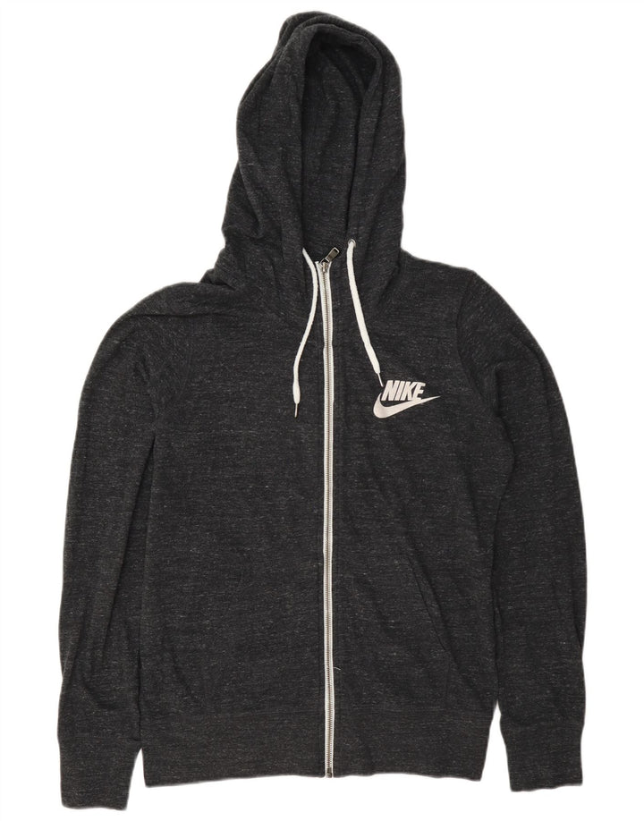 Nike Damen Zip Hoodie Pullover UK 14 Mittelgrau meliert