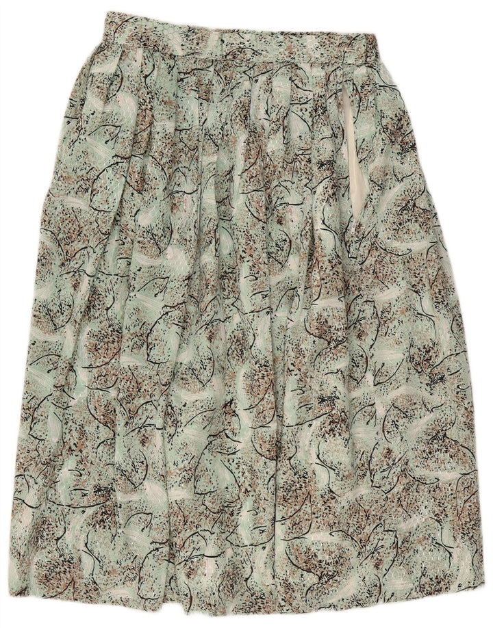 Vintage Damen Faltenrock mit abstraktem Muster W28 Mittelgrün
