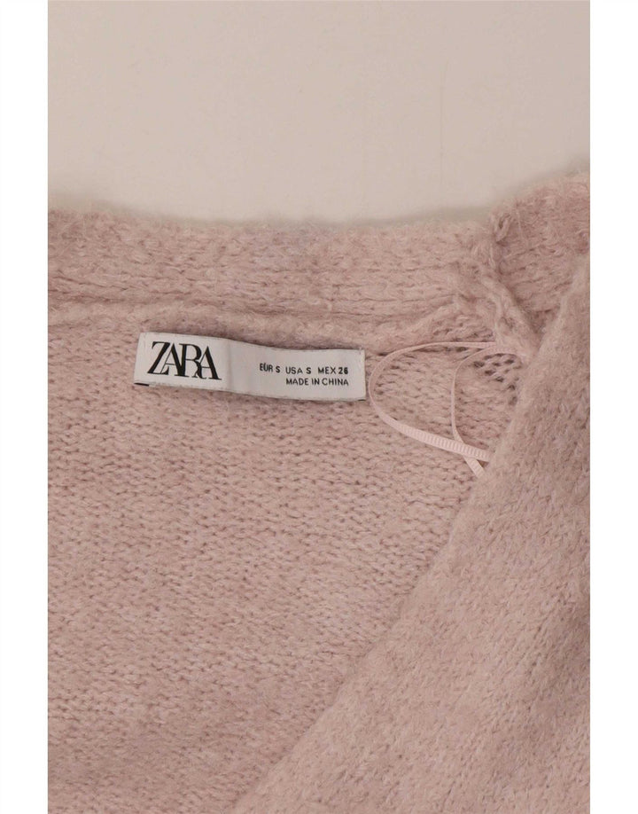 Langer, übergroßer Damen-Cardigan von Zara, Gr. 10, Größe S, Rosa, Polyester