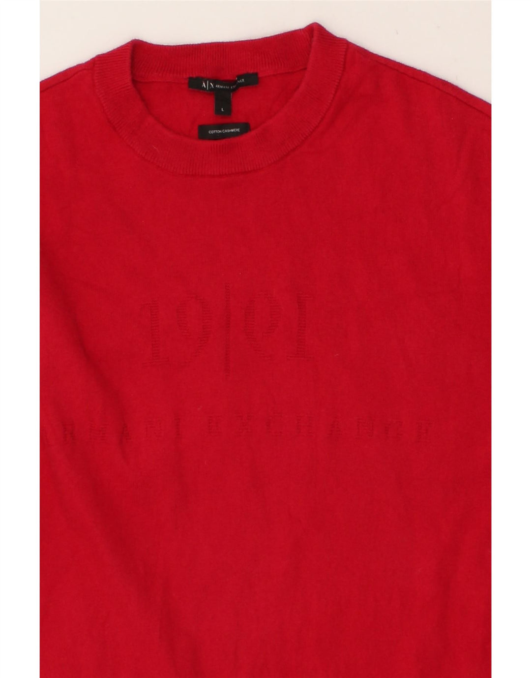 ARMANI EXCHANGE Herren-Pullover mit grafischem Rundhalsausschnitt, große rote Baumwolle