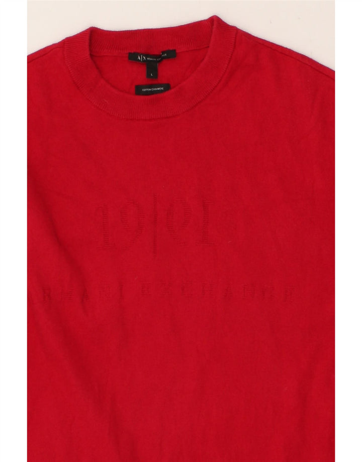 ARMANI EXCHANGE Herren-Pullover mit grafischem Rundhalsausschnitt, große rote Baumwolle
