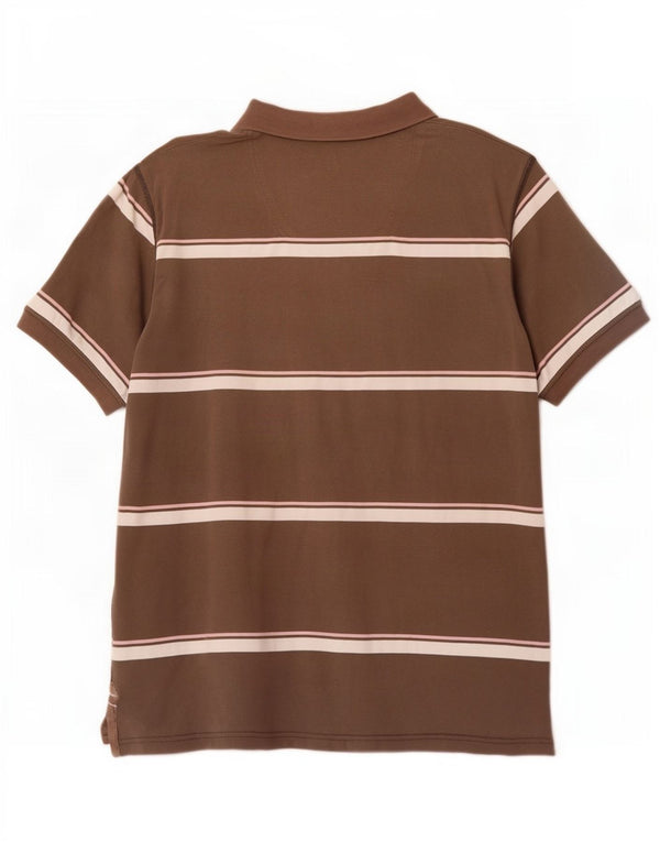 Fat Face Herren-Poloshirt aus mittelbraun gestreifter Baumwolle