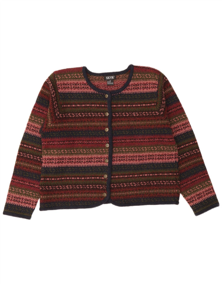 Vintage Damen Cardigan Pullover UK 14 Medium Mehrfarbig Fair Isle Wolle