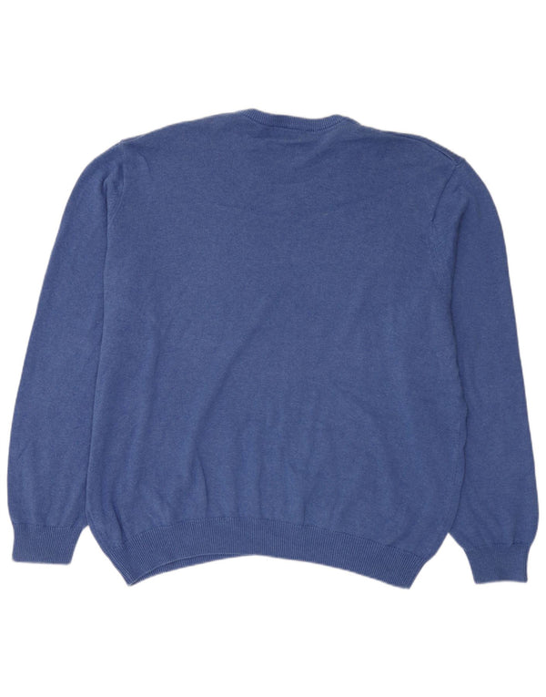 Marks & Spencer Herren-Pullover mit V-Ausschnitt, 3XL, blaue Baumwolle