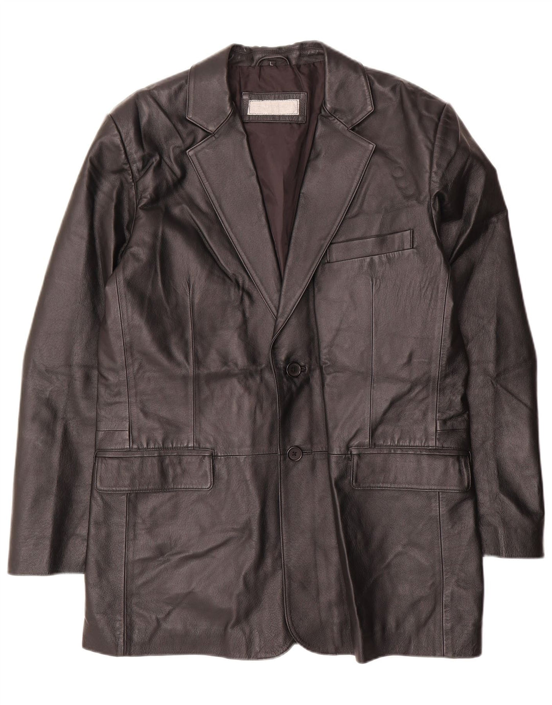 VINTAGE Herren 2-Knopf-Lederblazerjacke UK 40 Large Schwarz