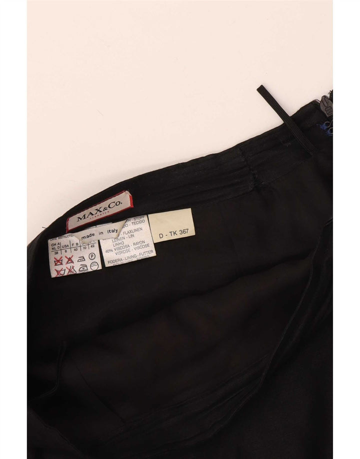 Max & Co. Damen Minirock UK 10 Small W28 Schwarzes Leinen