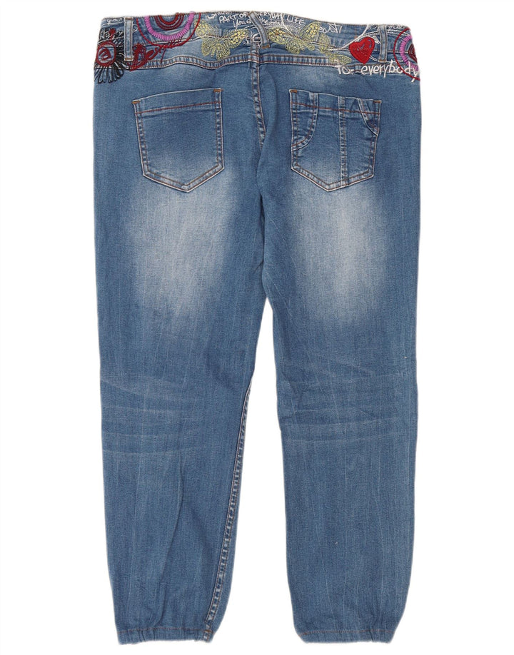 DESIGUAL Herren-Crop-Jeans W36 L24 Blau geblümt