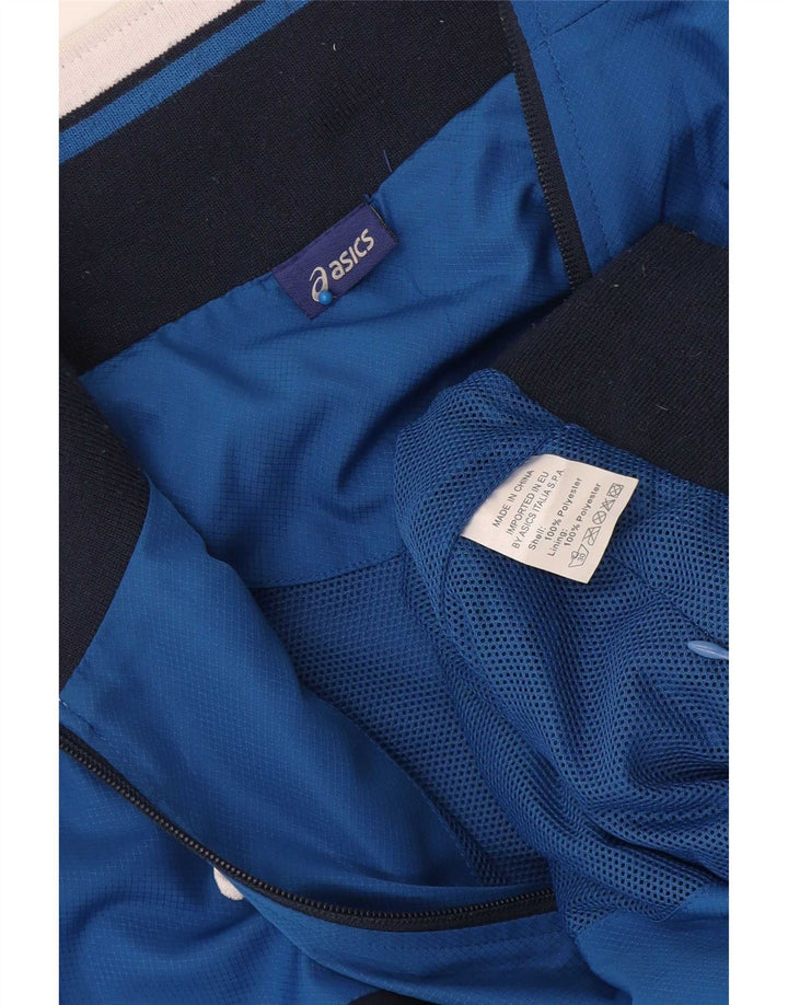 Asics Herren Bomberjacke UK 42 XL Blaues Colourblock-Polyester