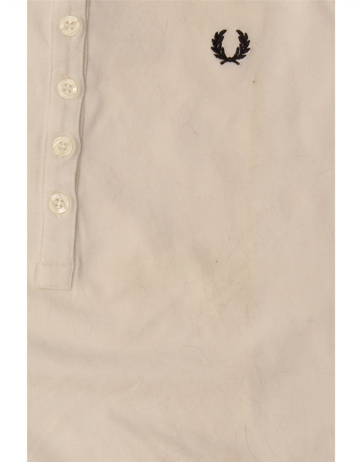 Fred Perry Damen Langarm-Poloshirt UK 12 Mittelweiße Baumwolle