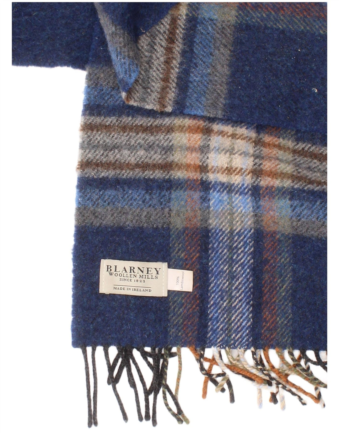 Blarney Herren-Rechteckschal, Einheitsgröße, blau kariertes Lammwoll-Klassiker