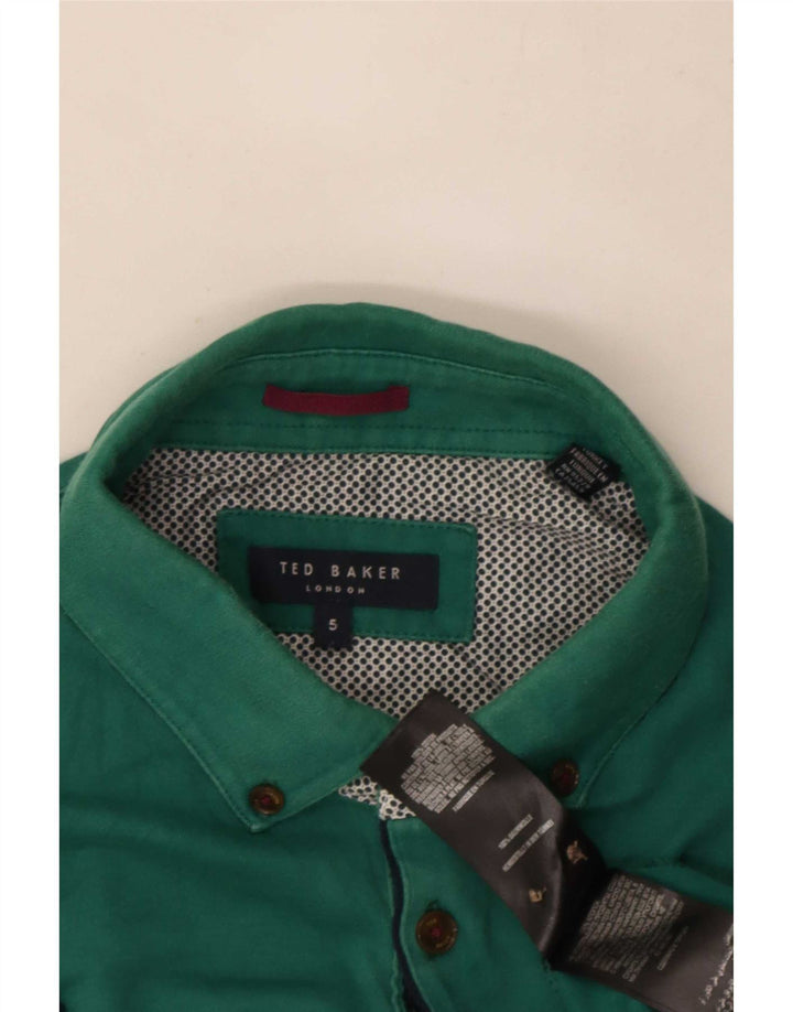 Ted Baker Herren-Poloshirt, Größe 5 XL, grüne Baumwolle