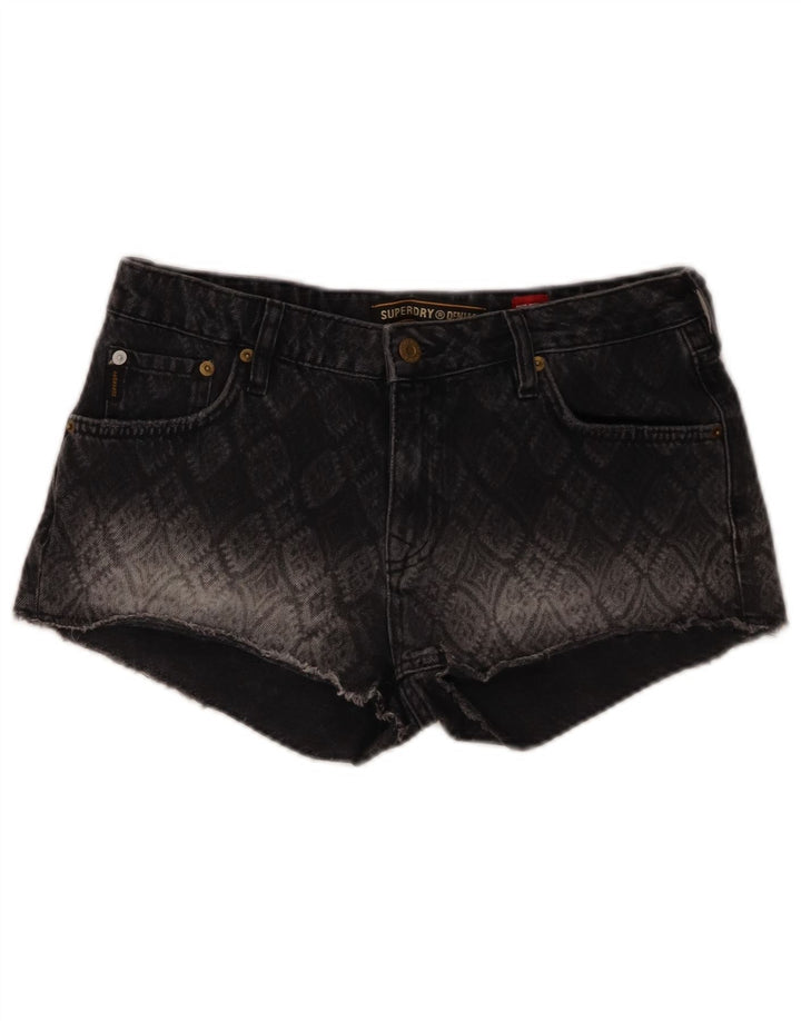 Superdry Damen Jeansshorts W29 mittelgraue geometrische Baumwolle
