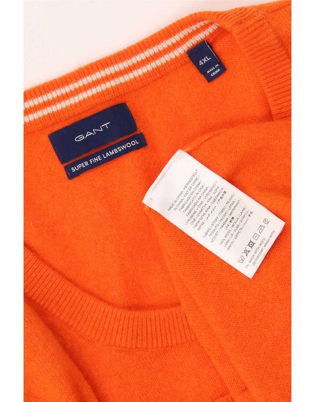 Gant Herren-Pullover mit Rundhalsausschnitt, 4XL, orangefarbene Lammwolle