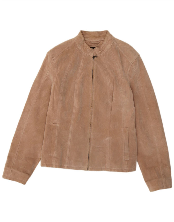 Zarro Damen Wildleder Bomberjacke IT 52 2XL Beige Leder