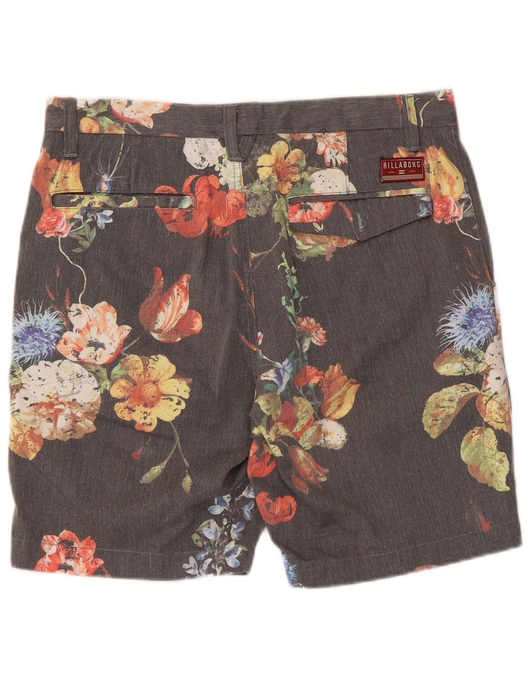 Billabong Herren Chino-Shorts W30 Mittelgraues geblümtes Polyester