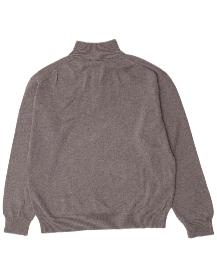 Gant Herren-Pullover mit Reißverschluss am Hals, 2XL, graue Baumwolle