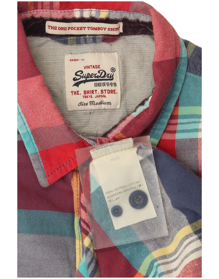 Superdry Damen-Flanellhemd, Größe M, mehrfarbig, kariert, Baumwolle, UK 14