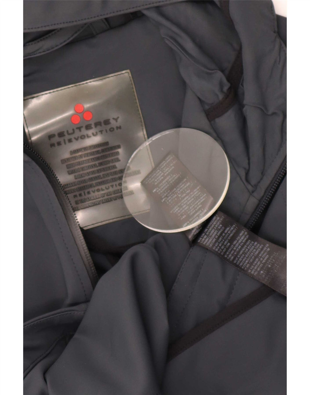 PEUTEREY Damen-Regenjacke mit Kapuze, übergroß, UK 10, Größe S, Grau, Polyamid