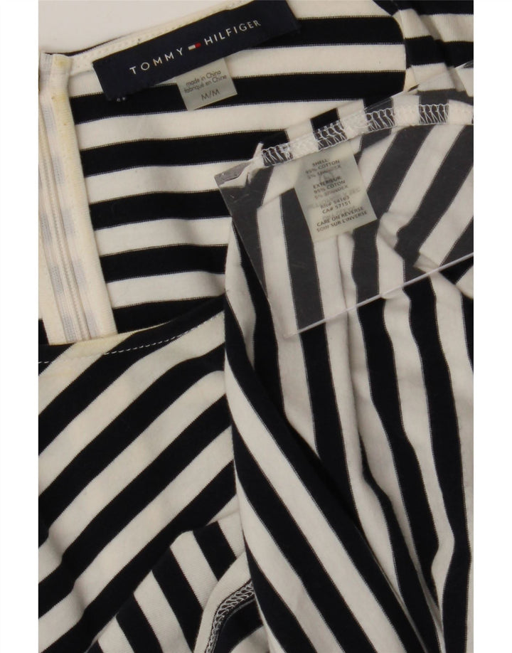 Tommy Hilfiger Damen Etuikleid UK 12 Mittelschwarz gestreift Baumwolle