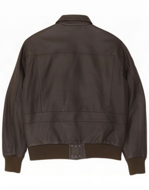 Vintage Herren-Flugfliegerjacke aus grafischem Leder, UK 40, groß, braun